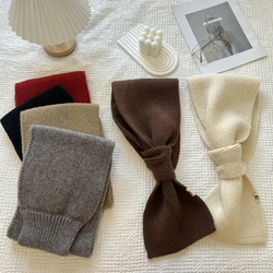 Winter Solid Color Knitted Lazy Man Cross Short Scarf Women Khaki Warm Scarf For Wome