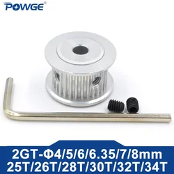 POWGE 25 26 28 30 32 34 teeth 2MGT 2GT Timing Pulley AF Bore 4/5/6/6.35/7/8mm for GT2 belt width 6/10mm 25T 26T 28T 30T 32T 34T