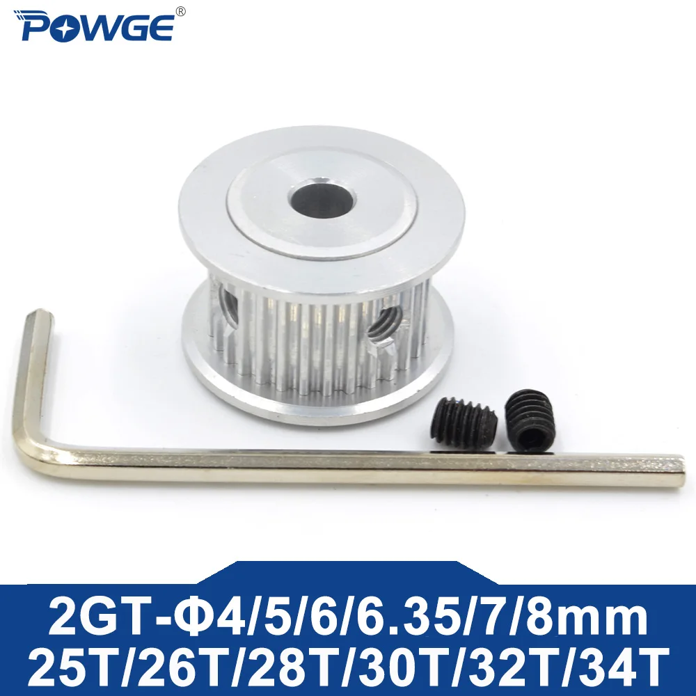 POWGE 25 26 28 30 32 34 teeth 2MGT 2GT Timing Pulley AF Bore 4/5/6/6.35/7/8mm for GT2 belt width 6/10mm 25T 26T 28T 30T 32T 34T 