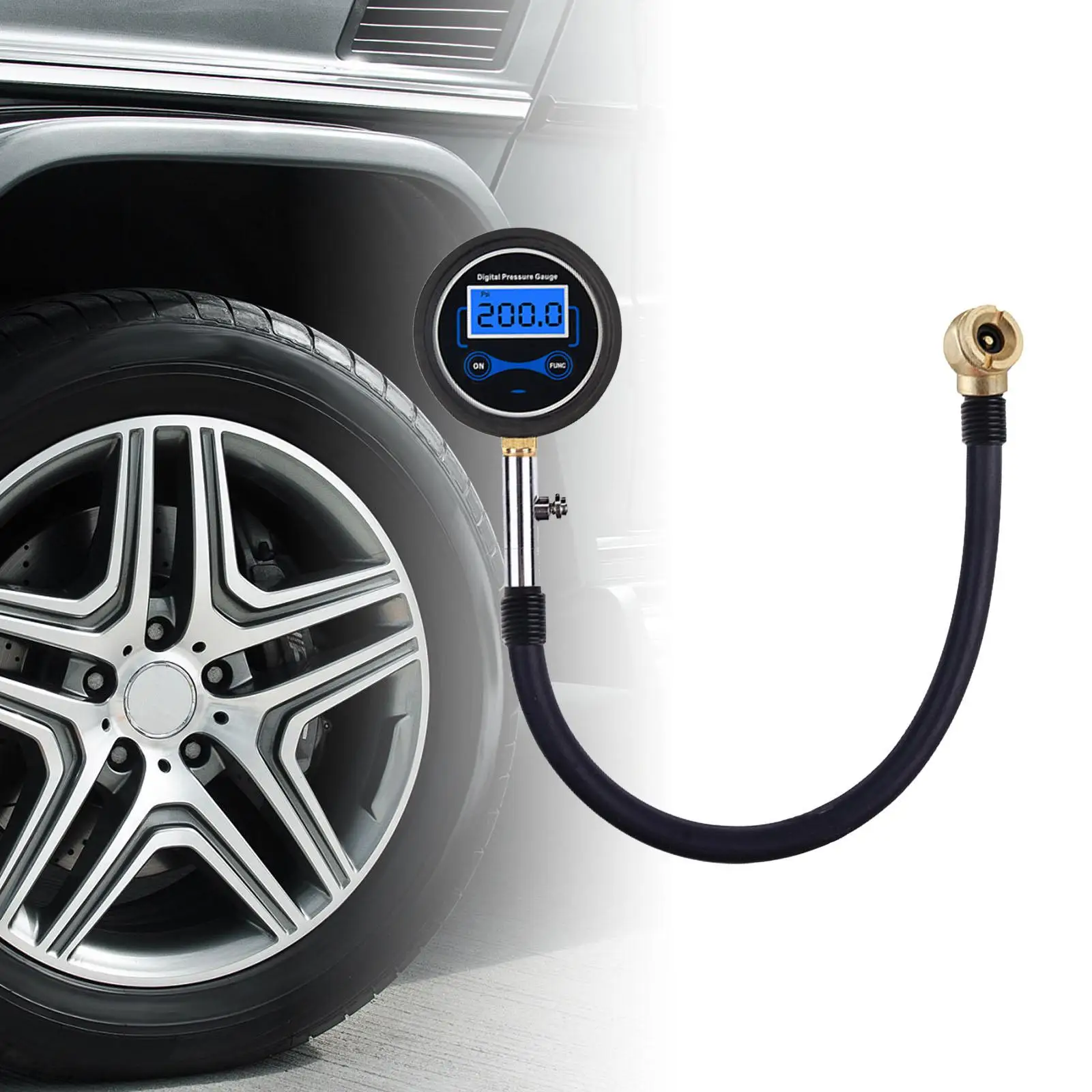 

Манометр для шин 200 фунтов на квадратный дюйм, профессиональный, многофункциональный для грузовых автомобилей, автофургонов