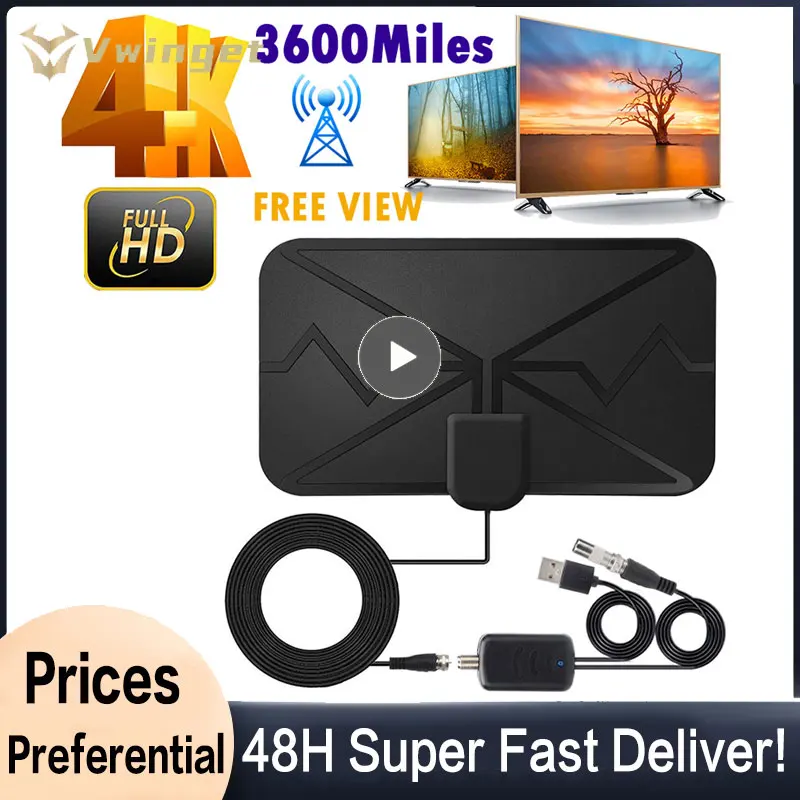 هوائي رقمي للتلفزيون Kebidumei ، 4 k ، داخلي ، إشارة عالية ، مضخم ، مستقبل الأقمار الصناعية ، جزء أو جزأين ،