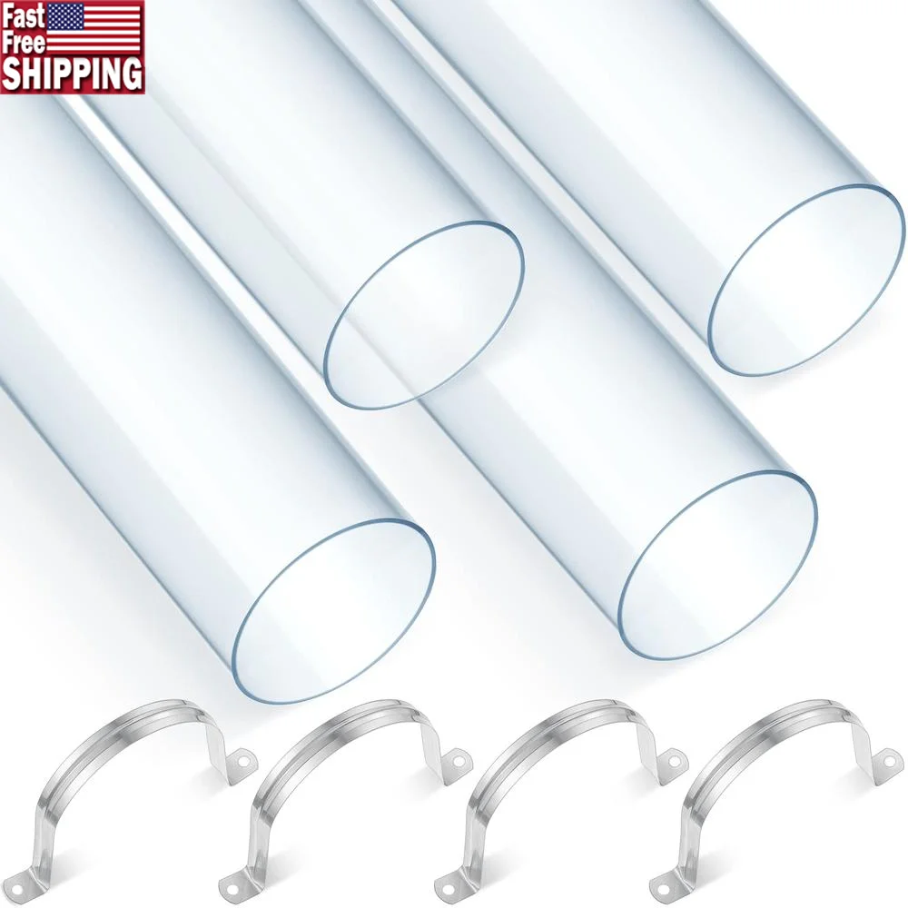 Tubo de PVC transparente duradero, tubo rígido resistente de 4 pulgadas x 36 pulgadas con abrazaderas de correa de tubo, accesorios de recolección de polvo irrompibles