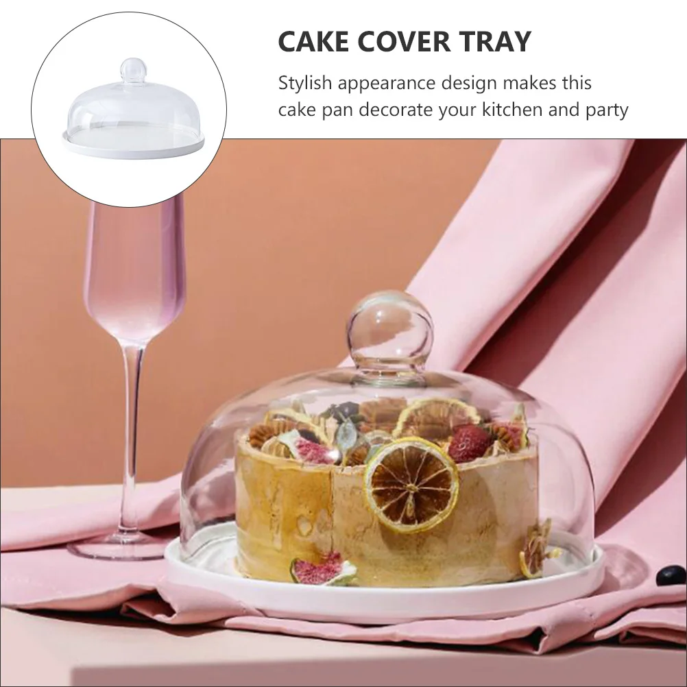 

Stylish Ceramic Cake Stand with Transparent Glass Cover Perfect for Family Gatherings and Events Food
