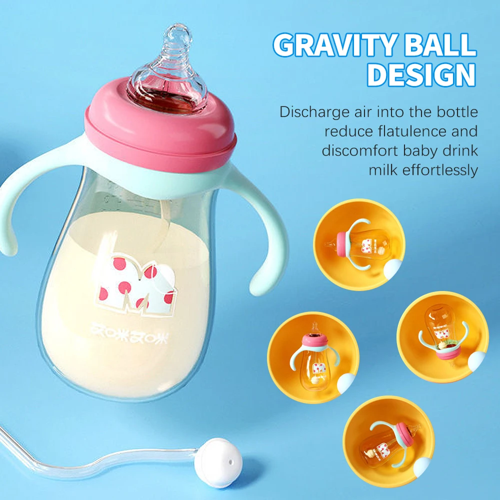 240 Baby flaschen Fütterung flasche Baby großkalibrige Milch flasche mit Stroh griff Neugeborene Baby Stroh flasche bpa frei