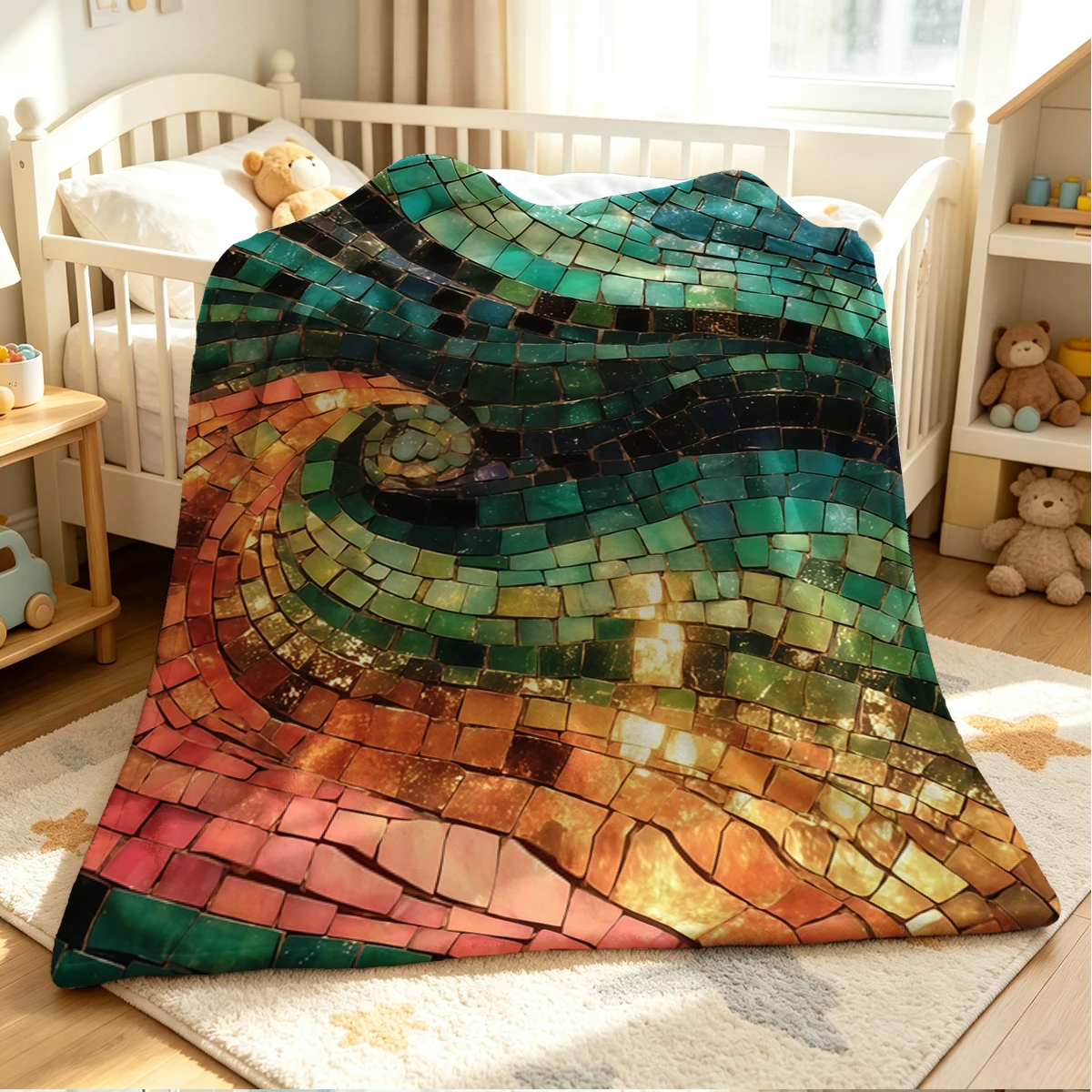 Mosaic Twist Flannel Blanket Warm Soft Halloween Christmas Couch Warm Cozy Decorative Decor Gift for All Season