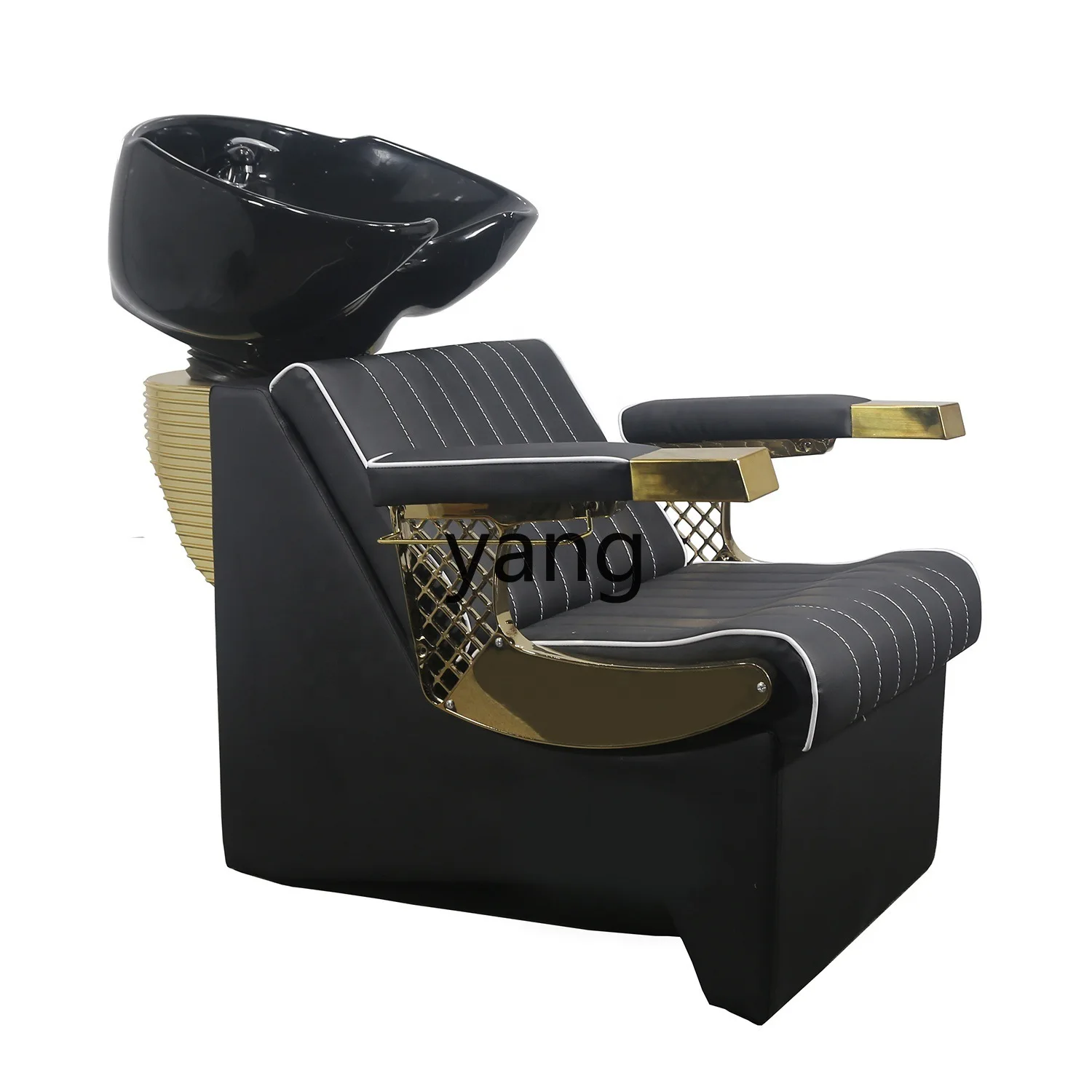 lmm  barber shop shampoo bed half reclining chair ceramic basin half reclining shampoo bed