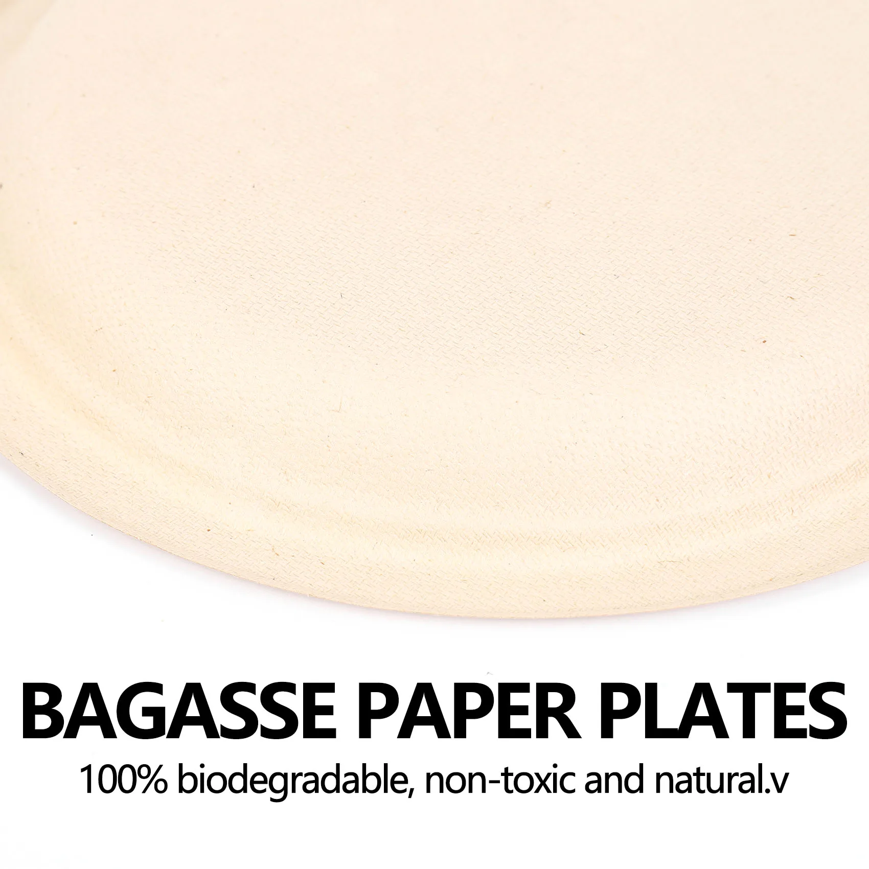 

New 100 Pack 7in Compostable Disposable Round Bagasse Paper Plates,Biodegradable Sugarcane Fibre