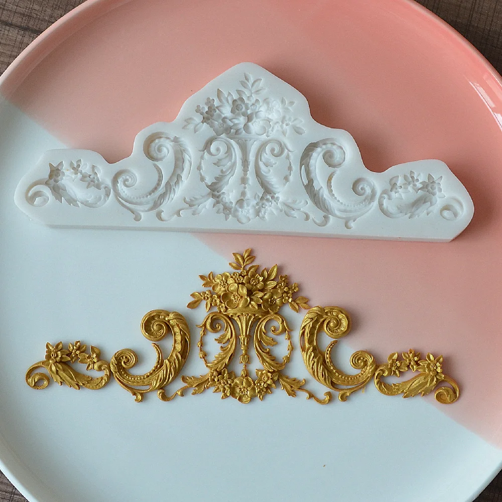 3D Lace Flower Silicone Mold Lace Embossed Vintage Fondant Embossed Cake Decoration Mold Party Decoration Baking Tool