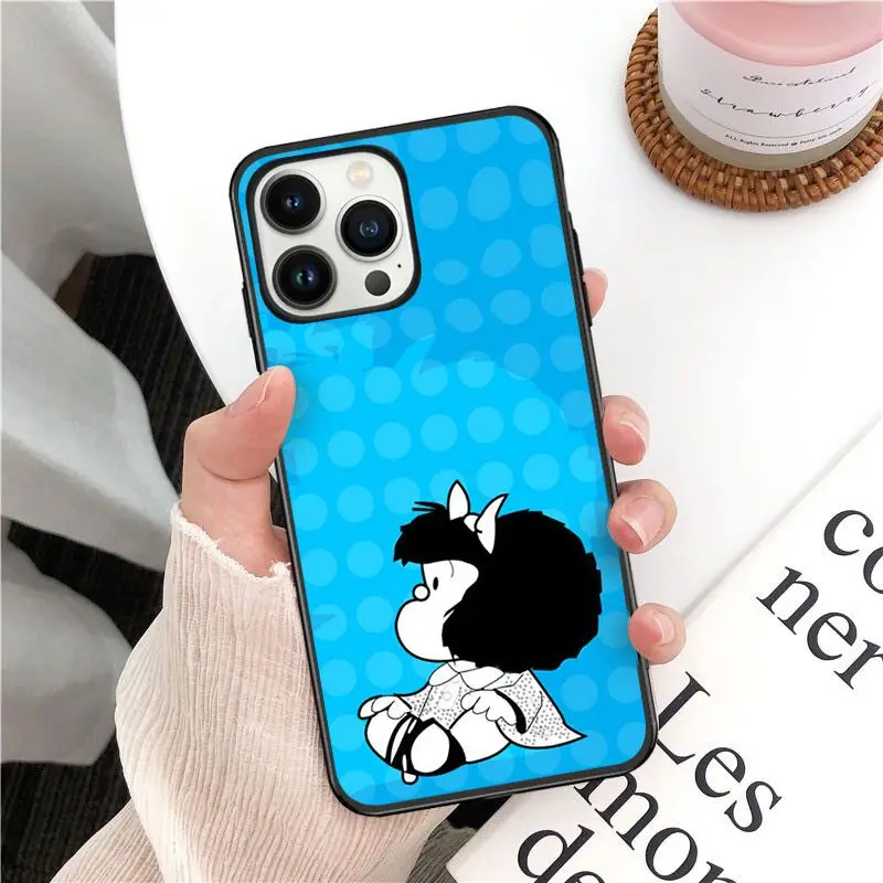 Custodia morbida per telefono funda Mafalda per iphone 16pro 15pro 14pro 11pro 12pro 13pro max 7 8 SE XR 12mini 13mini Coque Custodie