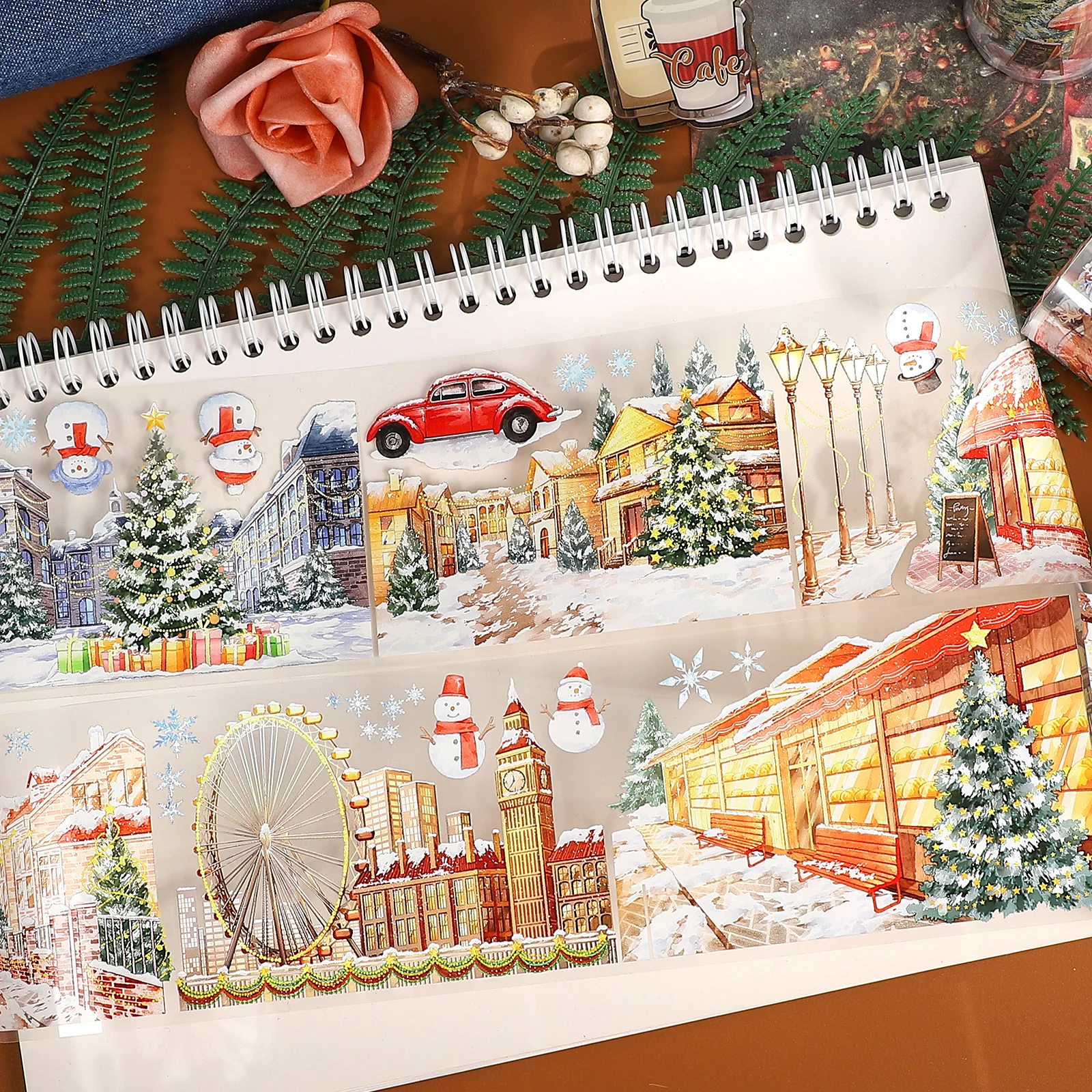 

70 мм * 5 м винтажная рождественская снежная город уличный пейзаж ПЭТ лента креативный DIY материал для журнала коллаж канцелярские принадлежности для скрапбукинга