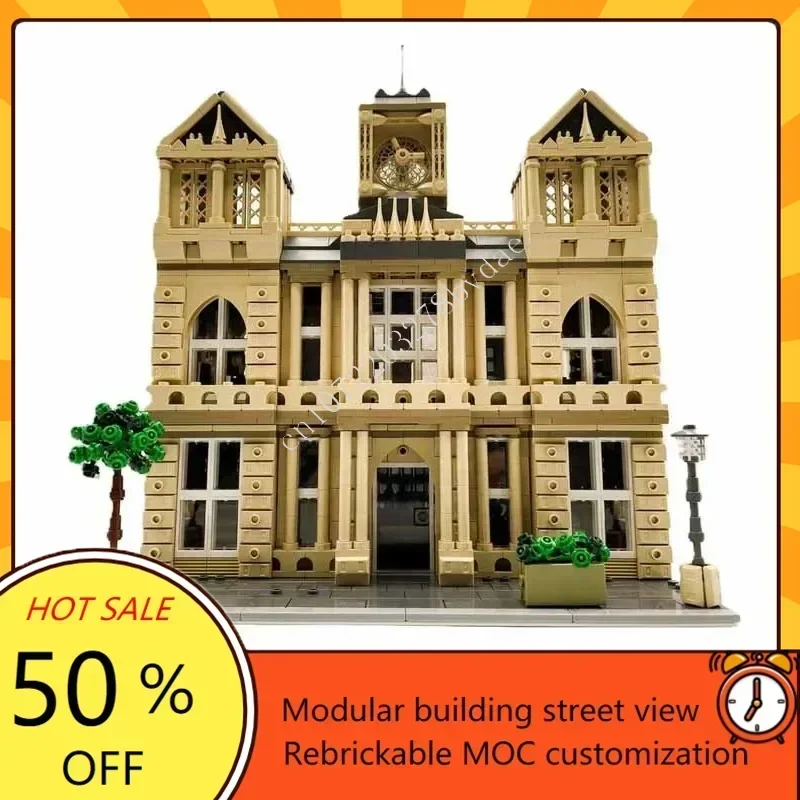 2860PCS 올드 타운 홀 모듈러 MOC 키트 창의적인 거리 풍경 맞춤 퍼즐 DIY 조립 모델 장난감 선물