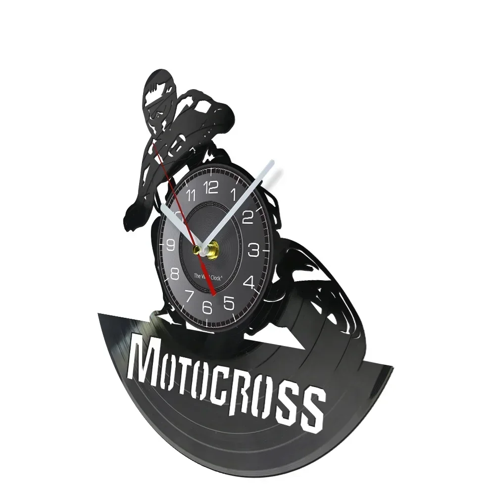 Professional Motorcyclist Vinyl Record Wall Clock Off-Road Motorcycle Vehicl Extreme Bikers Home Decor Silent Watch for Man Cave