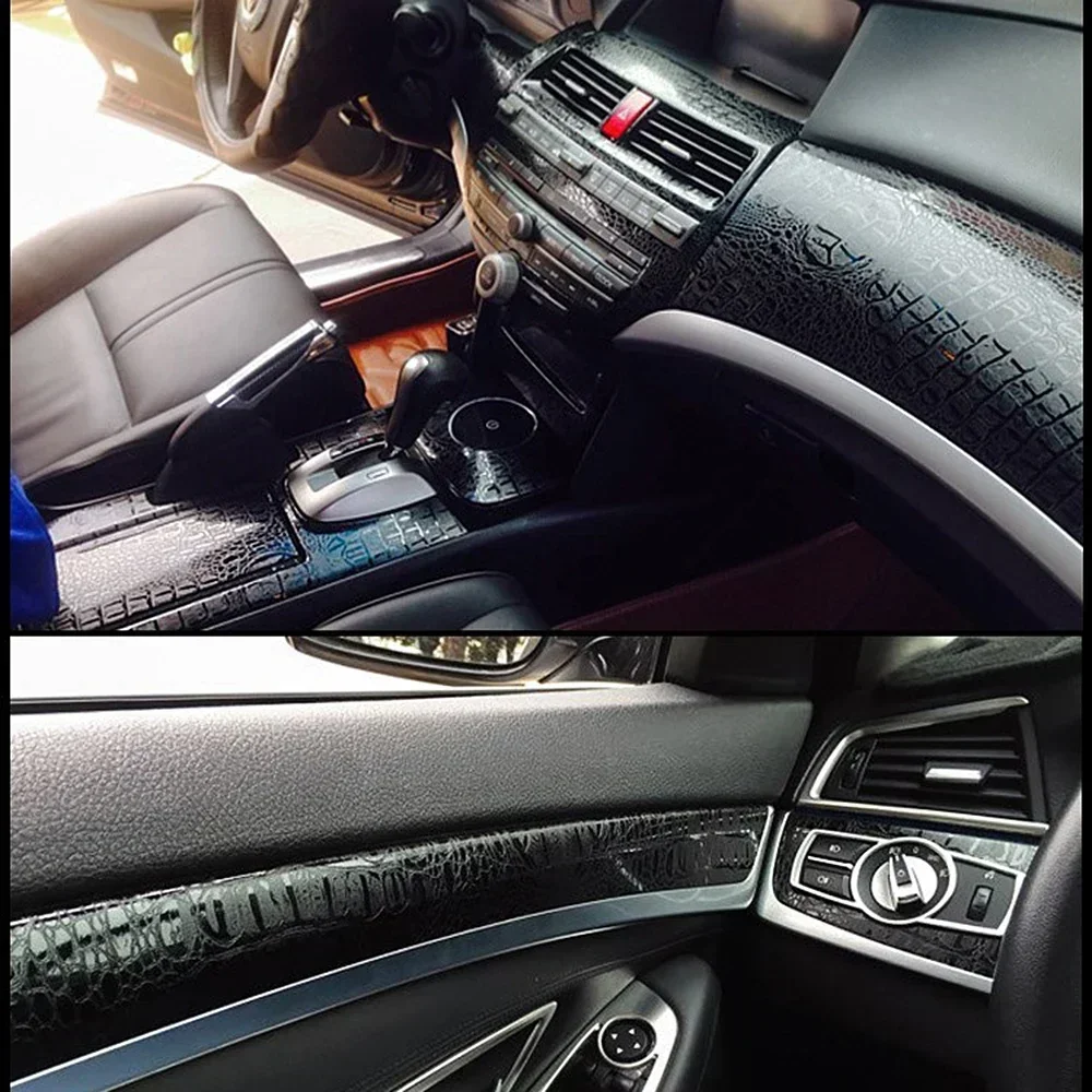 DIY Car Interior Stickers Simulated Wood Grain Crocodile Pattern Film Universal Multi-size Car Decorative Film Auto Accessories