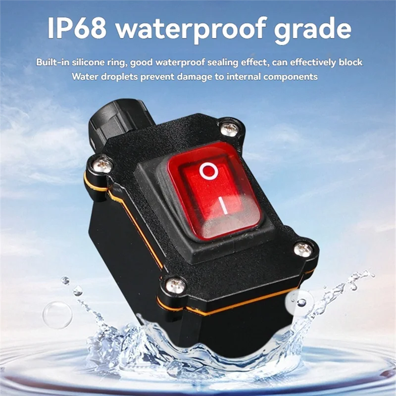 BNVN-IP68 เรือกันน้ํา Rocker Switch 220V สวิทช์กันน้ําพร้อมไฟ LED ปุ่มเปิด/ปิด