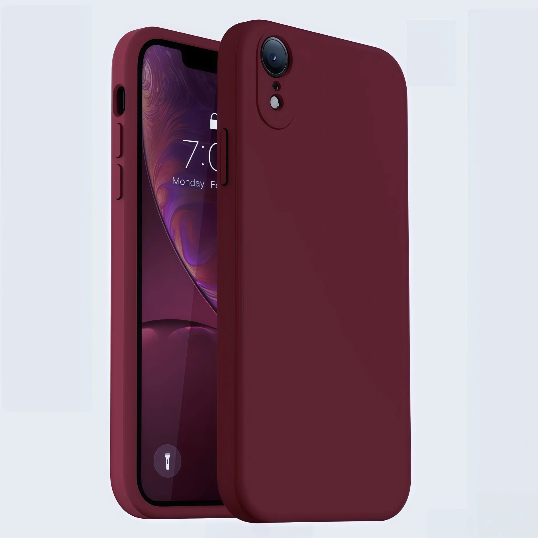 Edle, modische, einfarbige, stoßfeste, schützende Handyhülle aus flüssigem Silikon für das iPhone XR