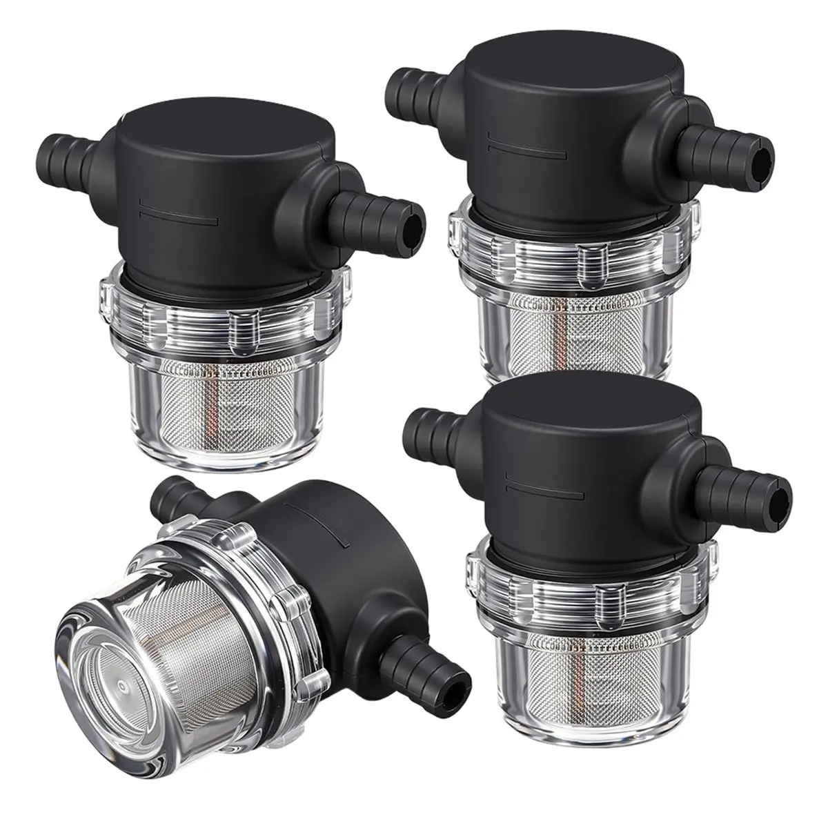 Promotion 4 Pieces Water Pump Strainer 3/8 ID Hose Barb, Mesh Filter Screen Inline Twist-on Plumbing Strainer 12v Dc