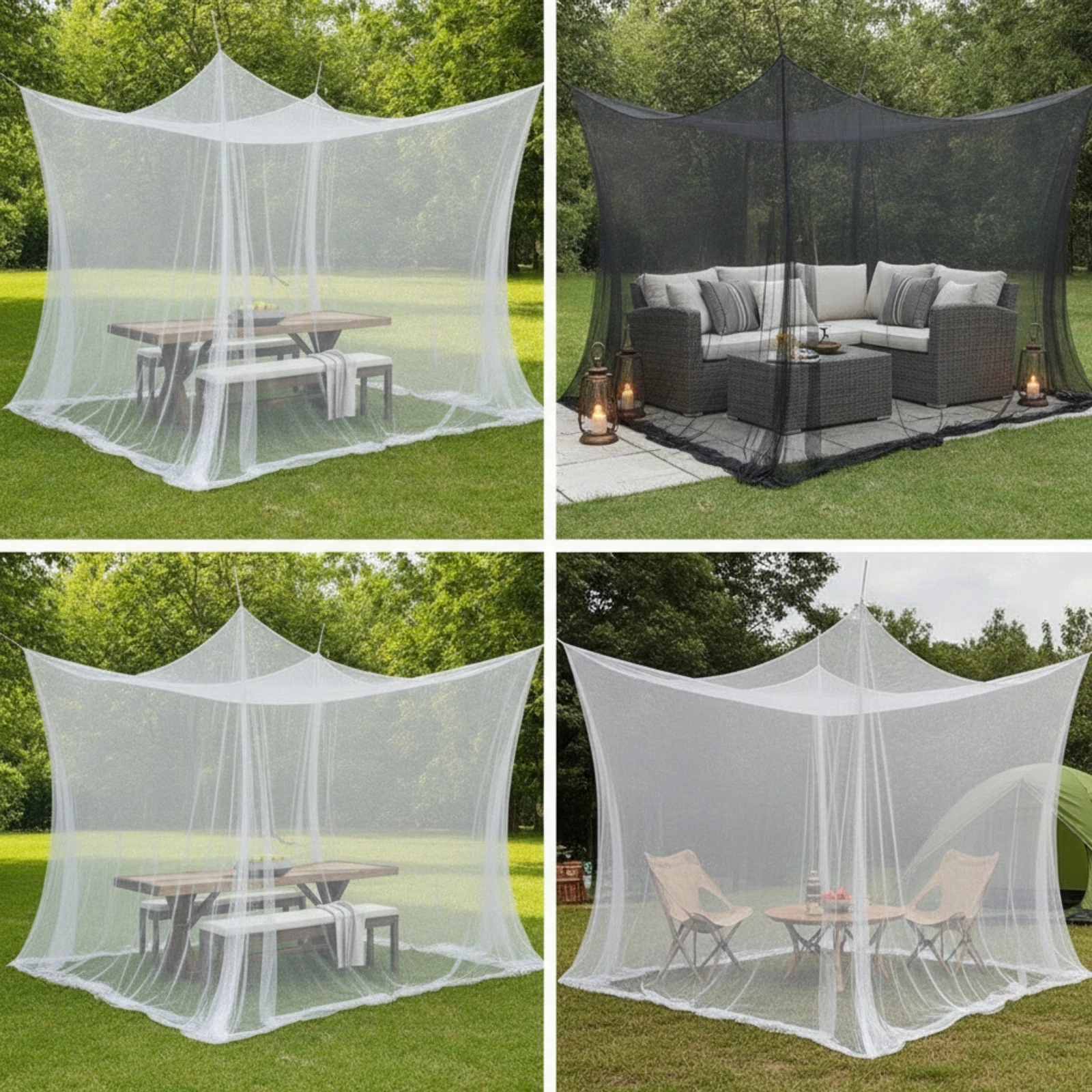 Bug Net Canopy Large Mesh Canopy Tent Netting Enclosed for Family, Patio, Backyard