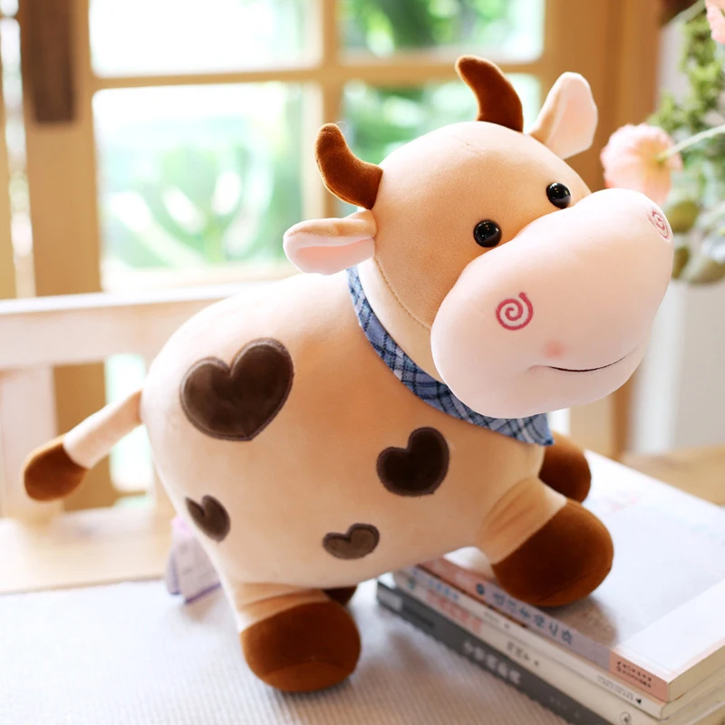 Cartone animato carino mucca peluche morbido animale bovino peluche Kawaii per ragazze cotone animale peluche bambola riempita decorazione della casa