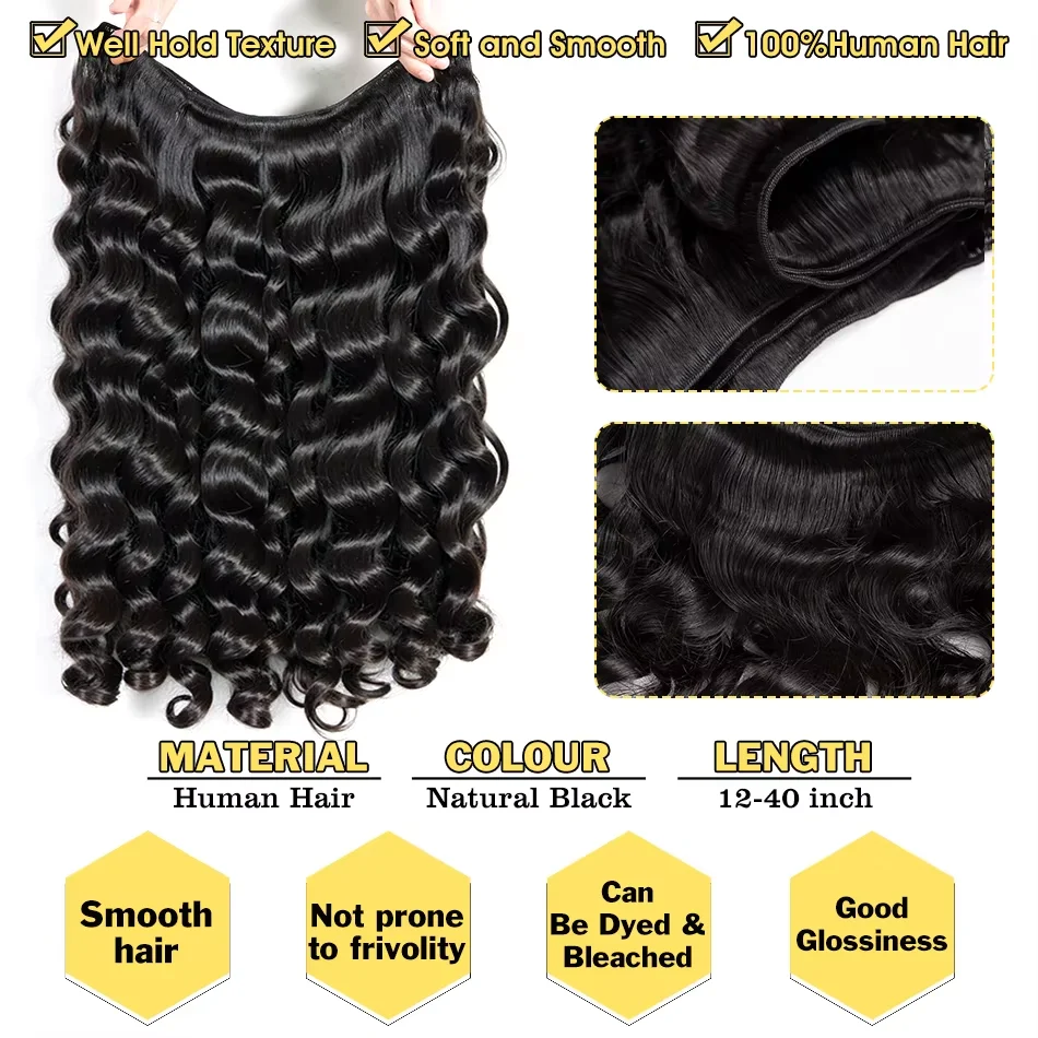 البرازيلي شعر بشري مجعد حزمة فضفاض موجة 3/4 قطعة حزم شعر ريمي 30 32 34 بوصة الطبيعية الأسود نسج وصلات شعر مزدوجة #3