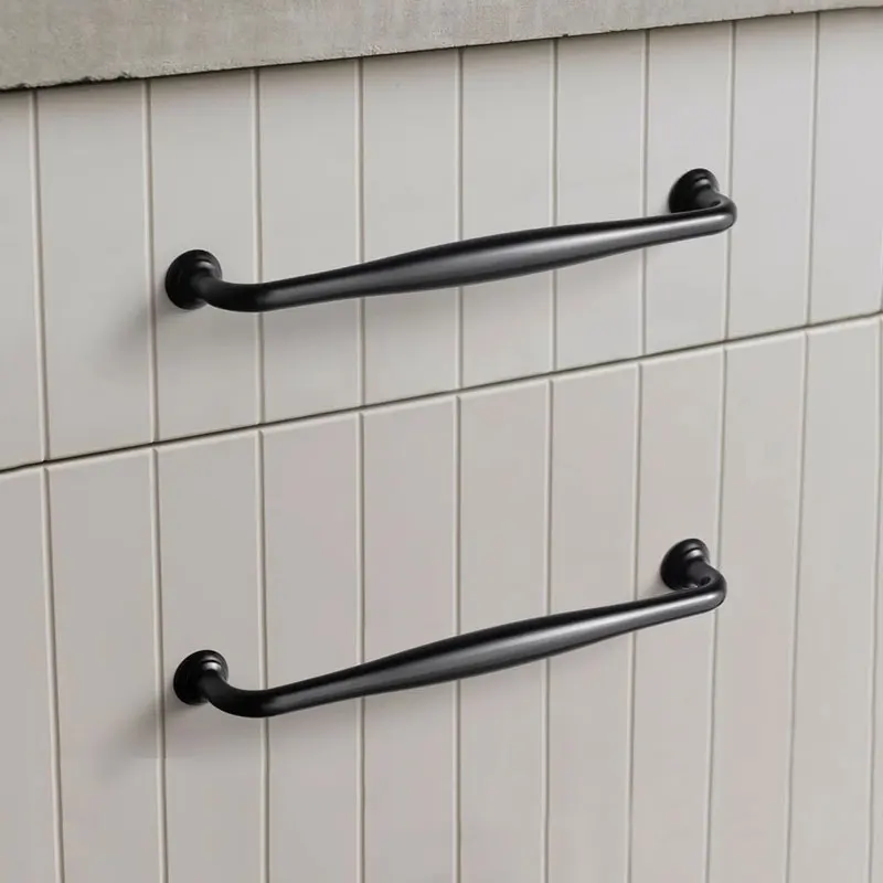 Modern Simple Furniture Handles Black Polished Chrome Brushed Nickel Cabinet Drawer Pulls Handle Cupboard Door Knob Hardware