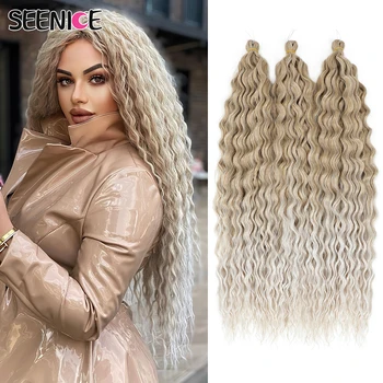 Ariel Curl Hair Synthetisch Watergolf Twist Gehaakt haar Vlechthaar Ombre Blond Roze 22 inch Diepe golf Vlechthaarverlenging