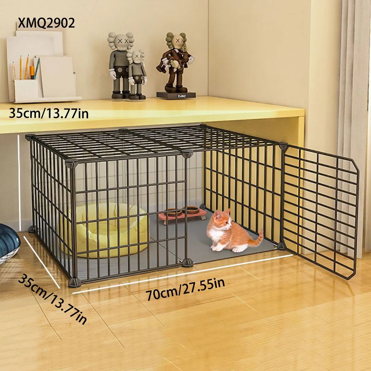 Encrypted Cat Cage for Home Use, Cat Villa with Large Free Space, Integrated Toilet, Two-Story Small Kitten Cabinet