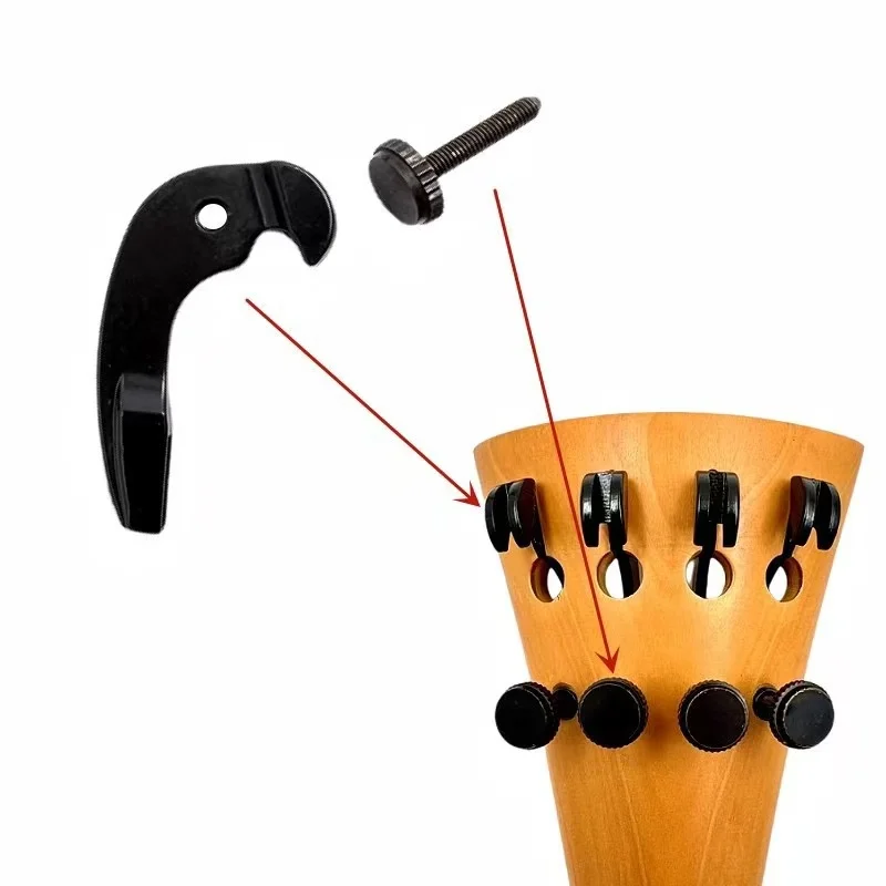 Picture 3: Integrated Double Row Fine Tuners for 3/4 4/4 Cello Full Black String Hooks Knobs
