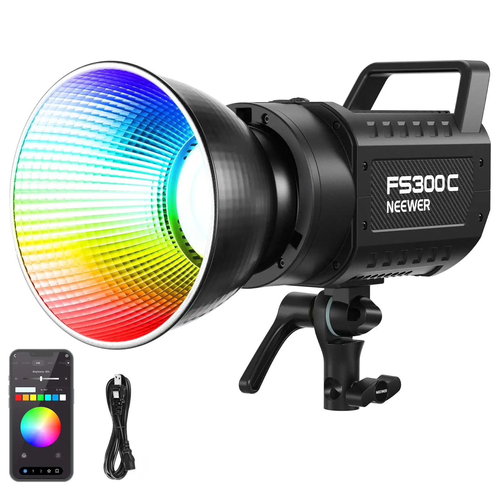 NEEWER FS300C 300W RGB LED Video Light Bowens Mount Photography Light for Video Recording Live Streaming