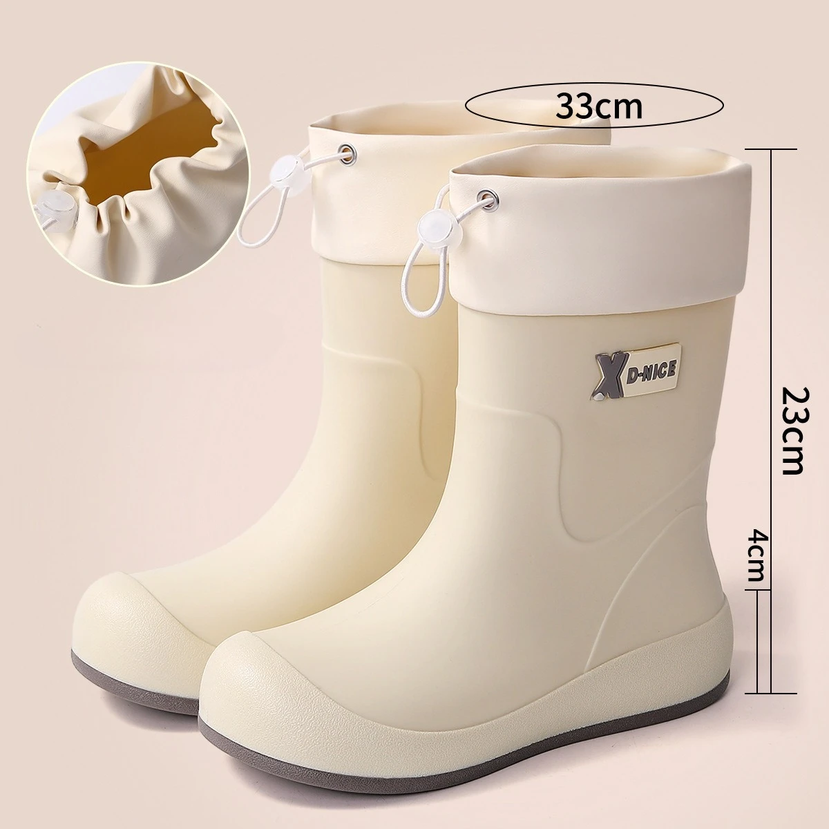 

Waterproof Women Boots Exquisite Kitchen Work Shoes Commuter Non Slip Rubber Warm and Detachable Water Shoes and Pvc Rain Shoes