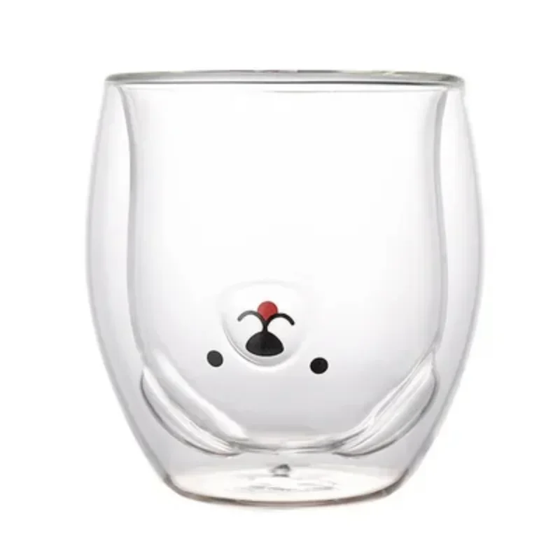 

New 2023 Cute Bear Double Layer Coffee Cup Double Layer Glass Paper Box Animal Milk Glass Lady Cute Cat