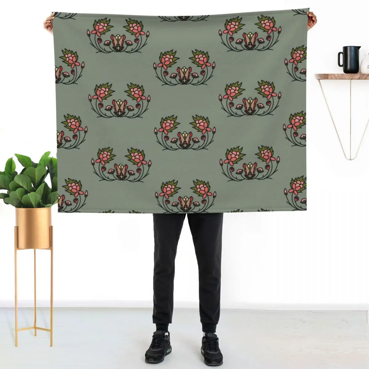 Pink Florals-Fall Throw Blanket Portable Lightweight Blanket for Travel Camping