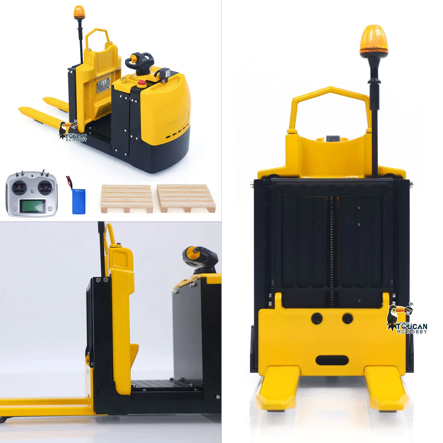 

MO55 RC Electric Forklift Metal 1:14 RTR Remote Control Low Level Order Picking Truck Model with Battery Lights Sounds Systems