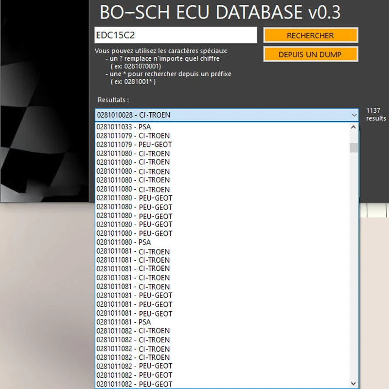 For BO-SCH ECU Database V0.3 ECU Checker Quick Reference List Compatible ECU Part Number ECU Model Car Brand for BMW for PSA....