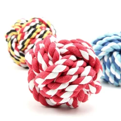 Pet Toy Chew Teething Cotton Rope Knot Ball Toys For Dog Tooth Clean Ball Bite-Resistant  Dog Chew Puppy Training InteractiveToy