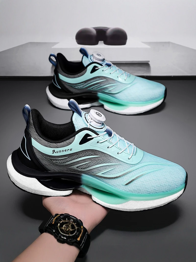 Ultra-Light Shock-Absorbing Running Shoes for Men 2026 New Autumn Rotation Button Sports Shoes Breathable Wear-Resistant Low-Top