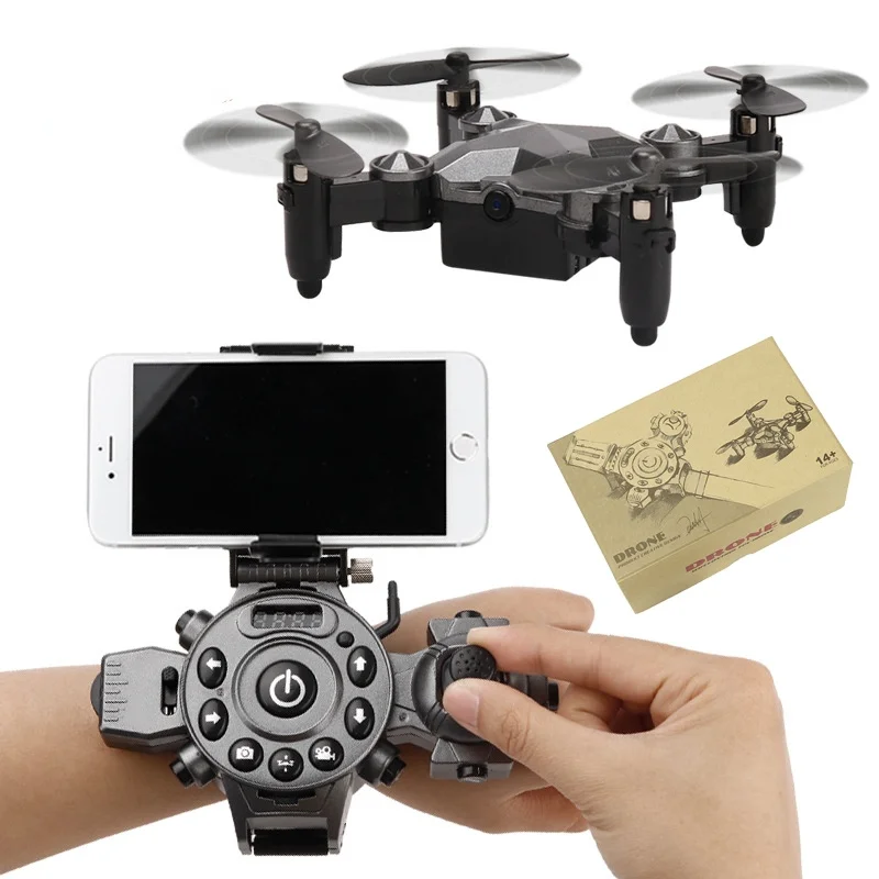 DH-800 Foldable Mini Quadcopter Gravity Sensing Flying Drone 360 Degree Rotating Aerobatics Watch Design Remote Control Aircraft