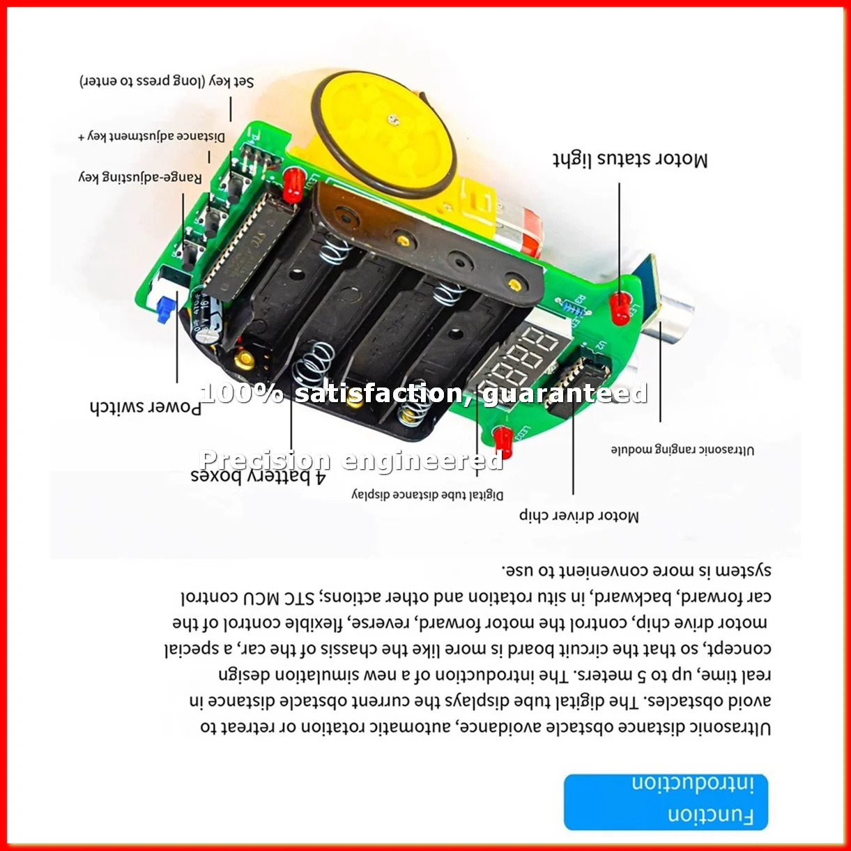 DIY Ultrasonic Ranging and Obstacle Avoidance Car Welding Kit Microcontroller Smart Car Programming Practice-A13G