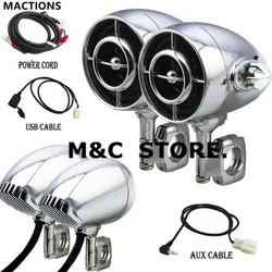 Black Chrome 1'' / 1.25'' Size Motorcycle Audio Sound Speaker Hi-Fi Sound MP3/WMA Bluetooth USB/AUX Phone For Harley Touring XL