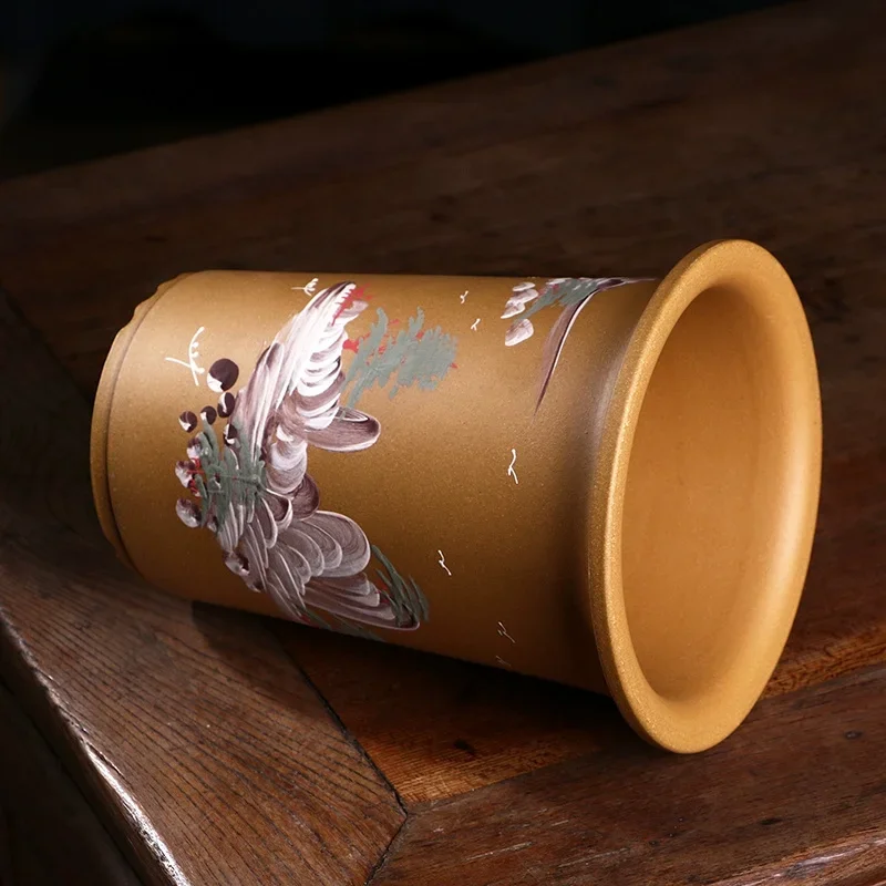 Ceramic Handmade Bonsai Pot, Hand Painting Vase, Chinese Pattern, Cubicle Desk, Office, Garden, Home, Table Decoration