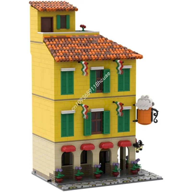 2158pcs MOC Italian Street Series Build 8 No Interior Nan Building Blocks Festival Gift Color Recognition Enlightenment Toys
