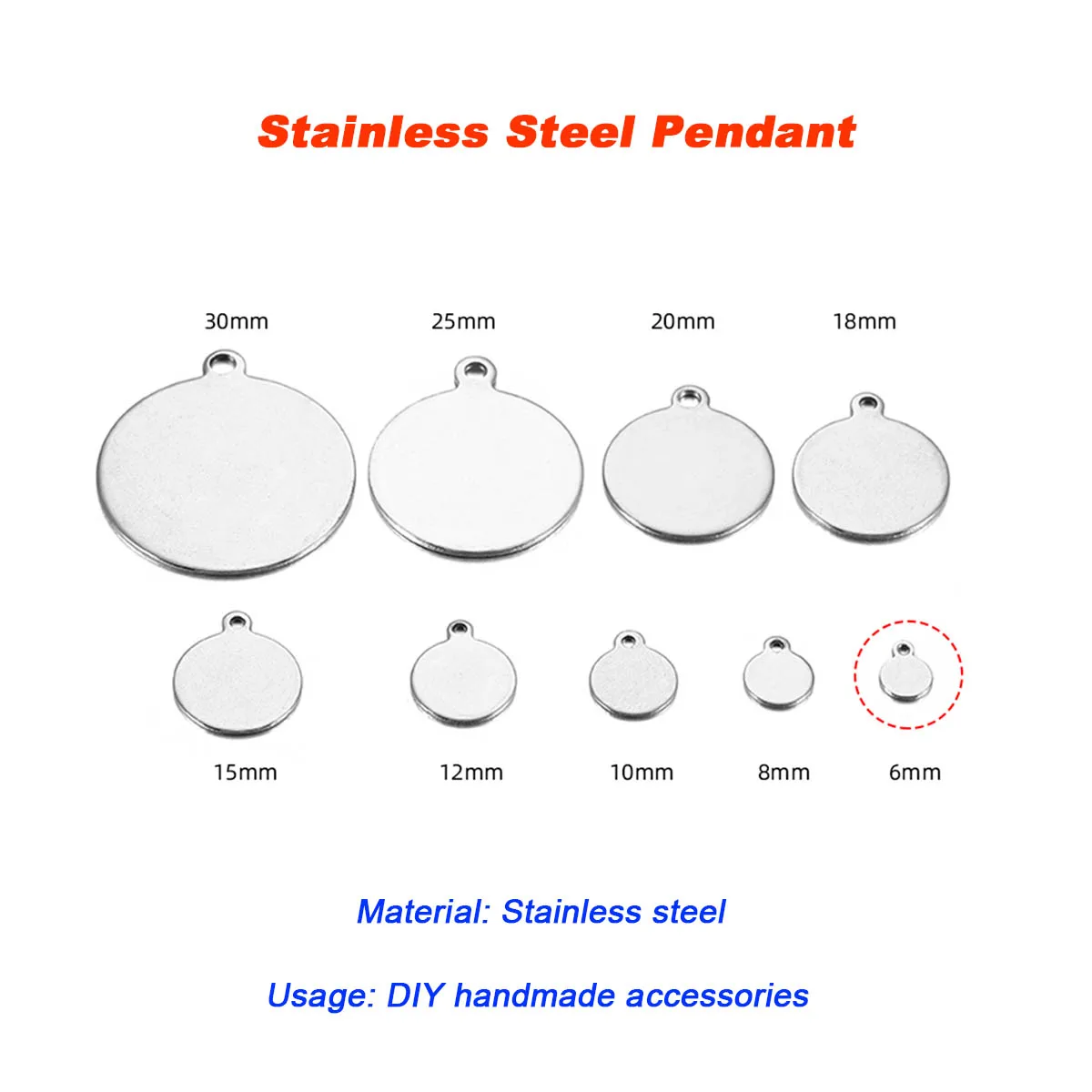 

DIY Handmade Accessories Stainless Steel Circular Dog Tag Metal Racket Pet Racket Pendant 304 Steel Titanium