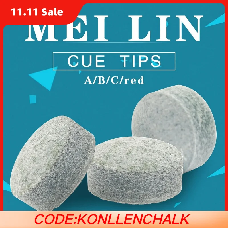 

MEI LIN-Snooker Cue Tips, аксессуары для бильярда с кожаной головкой, наконечник A, B, C, красный, 10,5 мм, 11 мм, 50 шт.