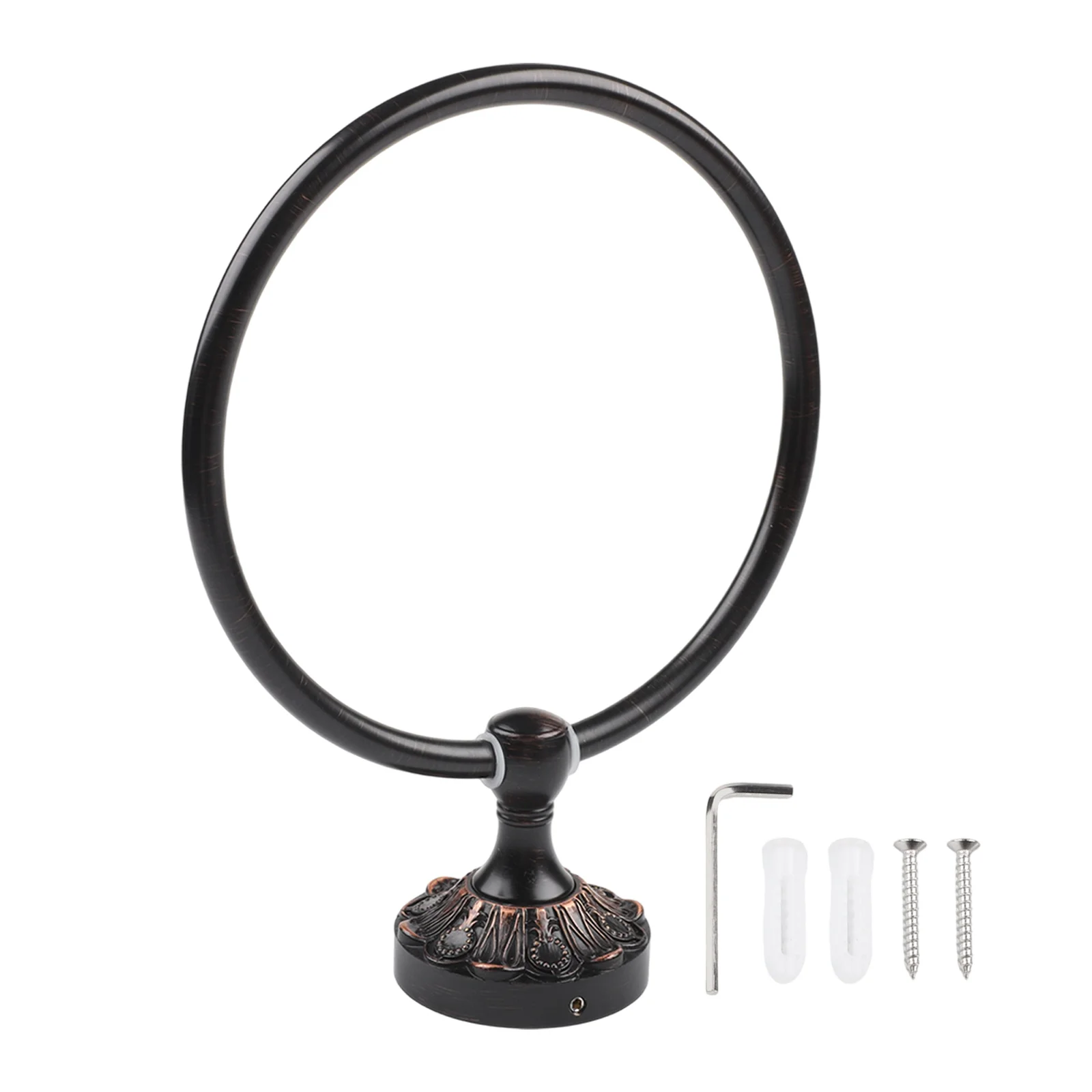 Antique Finish Black Brass Towel Ring for Bathroom and Multiple Room Applications with Complete Installation Set