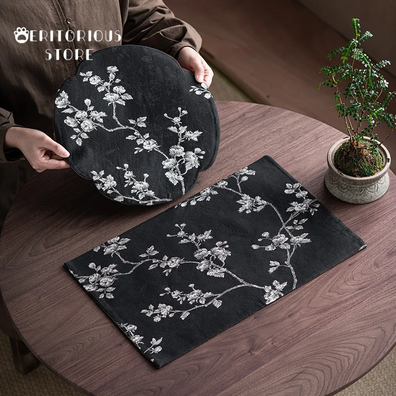 chinese-tea-mat-brocade-embroidery-white-peony-zen-large-cup-mat-place-mat-double-sided-waterproof-coaster-tool-tea-accessories