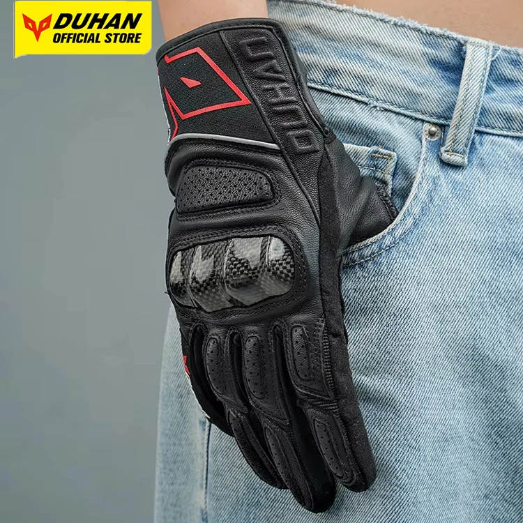 

DUHAN летние мотоциклетные перчатки из углеродного волокна, рыцарские мотоциклетные перчатки, дышащие перчатки для мотокросса с защитой от падения, женское оборудование