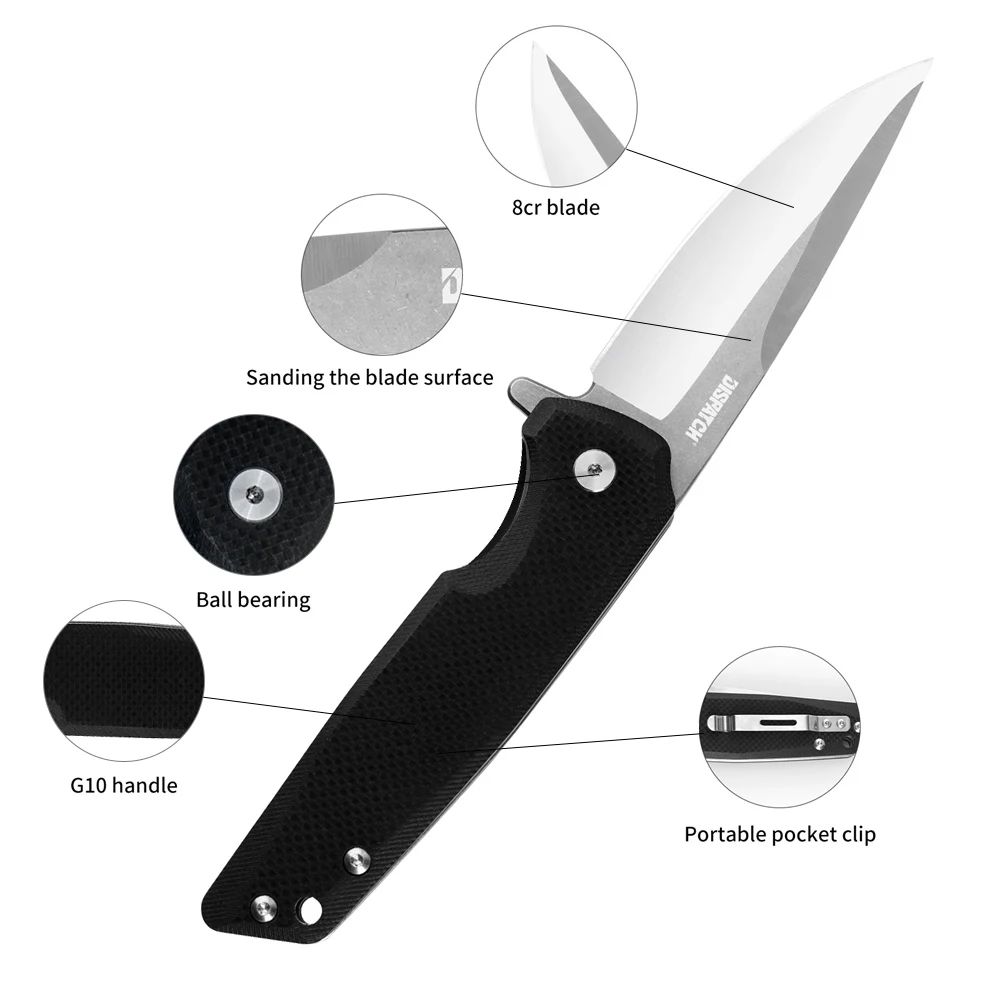 8Cr13MoV Stainless Steel Pocket Folding Knife With G10 Handle For Outdoor Camping Survival Hunting EDC Tool