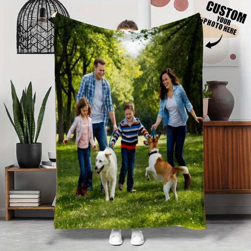 Personalized Photo Custom Blanket, Vintage Flannel Blanket, Custom Gift for Couples and Family Memories, Unique Souvenir Present