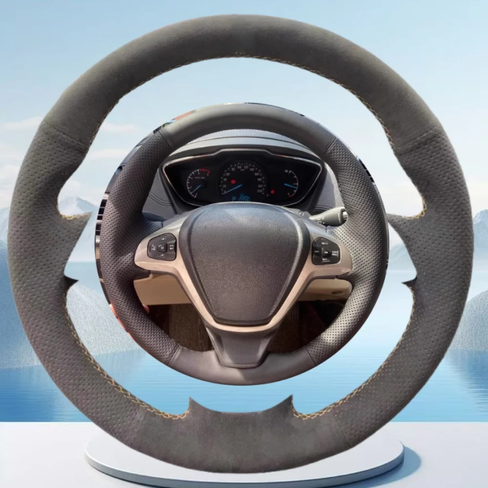 

Индивидуальное автомобильное рулевое колесо, сшитое вручную, нескользящая замша для Ford Fiesta Ecosport B-MAX Ka + Tourneo, автомобильные аксессуары