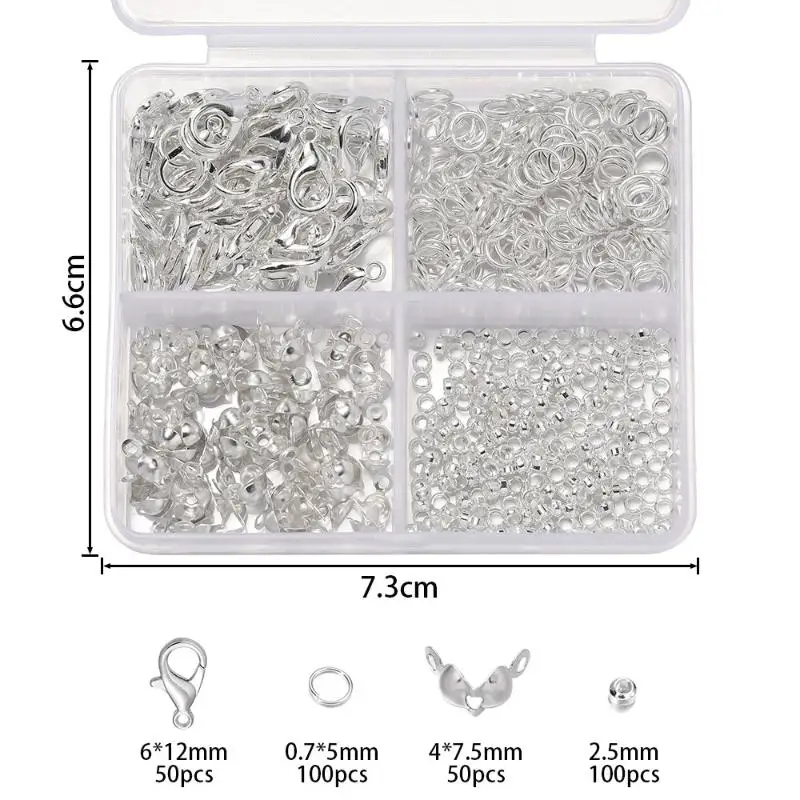 500 Stück/Box Schmuckherstellungsset, Karabinerverschlüsse & Biegeringe mit Box für DIY-Ketten, Halsketten, Armbänder, Fußkettchen, Zubehör, Verbindungsstücke – Detail 25