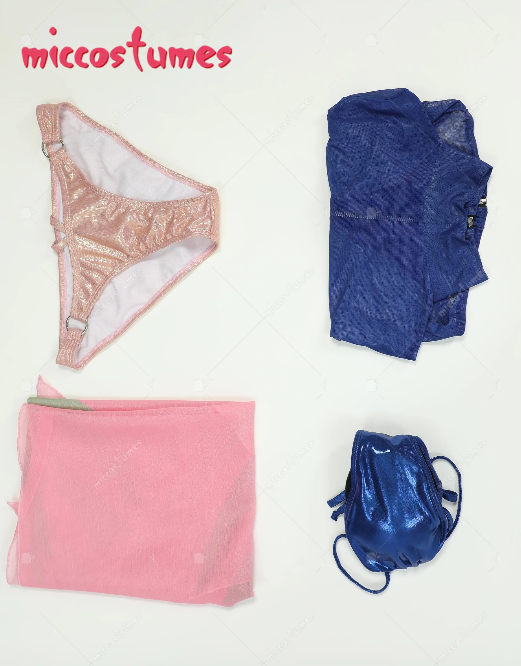 HAIKYUU Anime Derivative Swimsuit Sexy Mesh Top and Bottoms Two-Piece Bathing Suit with Cover-Up Top and Chiffon Wrap Skirt